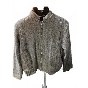 Fast Forward Herringbone Tweed Zip Jacket Wool Blend L